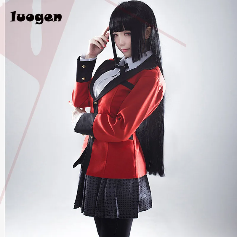 Goede Anime Kakegurui Yumeko Jabami Cosplay Kostuums Japanse School Meisjes Uniform Volledige Set jas + shirt + rok + kousen + tie