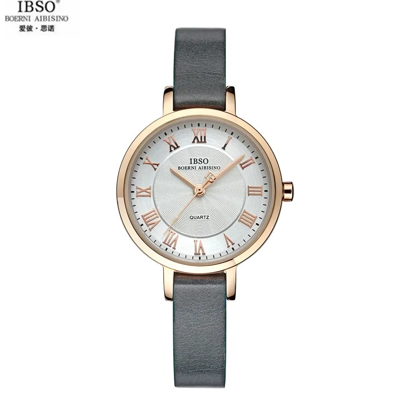 

2015 Selling Brand IBSO BOERNI AIBISINO Unisex Ultra Thin Round Dial Analog Wrist Watch with Waterproof & Leather Band 3919