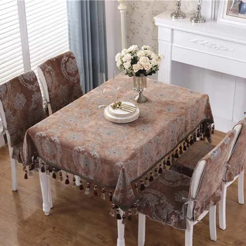 

Wedding Party Embroidered Table Cloth Luxury Round & Rectangle Tablecloth Tassel Toalha De Mesa Royal Linen Dinning Table Covers
