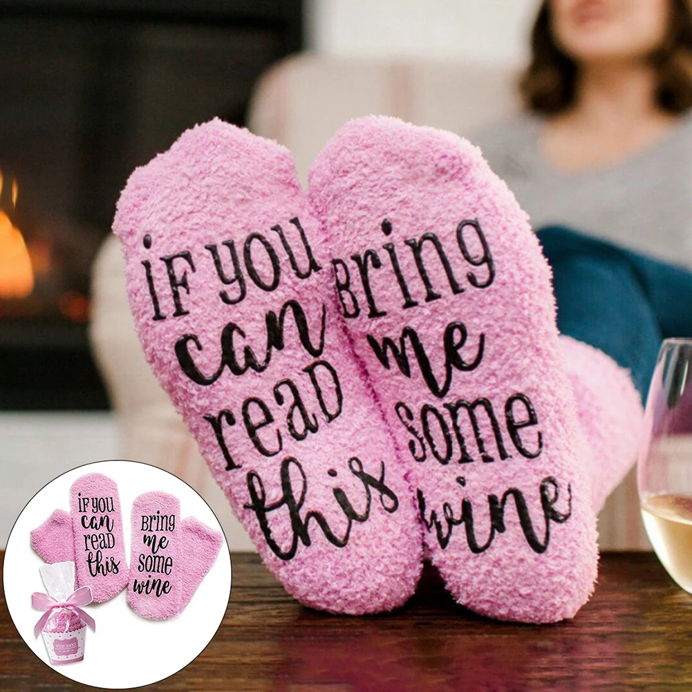 Elastic Women Cotton Socks If You Can Read This Bring Me Some Wines/Coffee Print hot Comfortable soft ankle Funny home socks