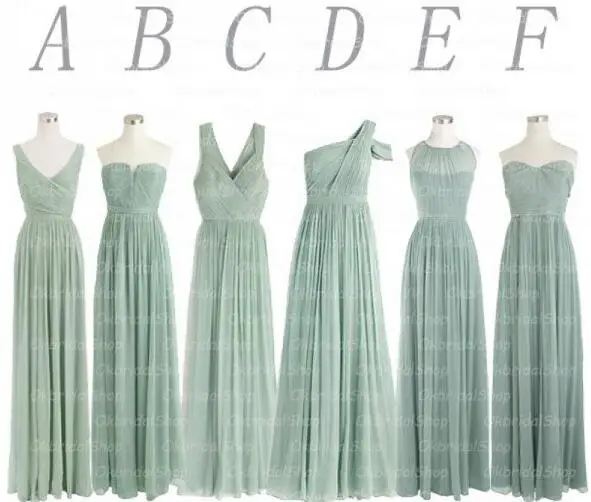 Sage Green Bridesmaid Dresses Mismatched Chiffon A Line Wedding Guest
