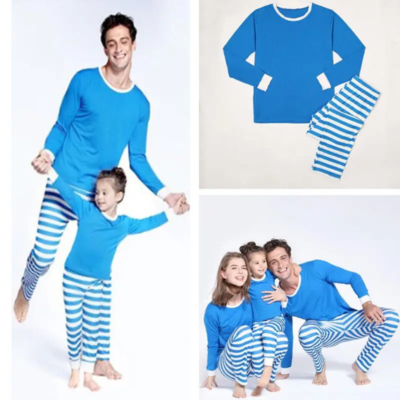 

Family Matching Christmas Pajamas Pjs Sets Families Xmas Sleepwear Nightwear Tops +Stripes Pants Outfits