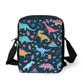 

THIKIN Women Mini Messenger Bag Cartoon Dinasour Pattern Ladies Shoulder Bags Kid Light School Book Bag Ladies Fashion Handbags