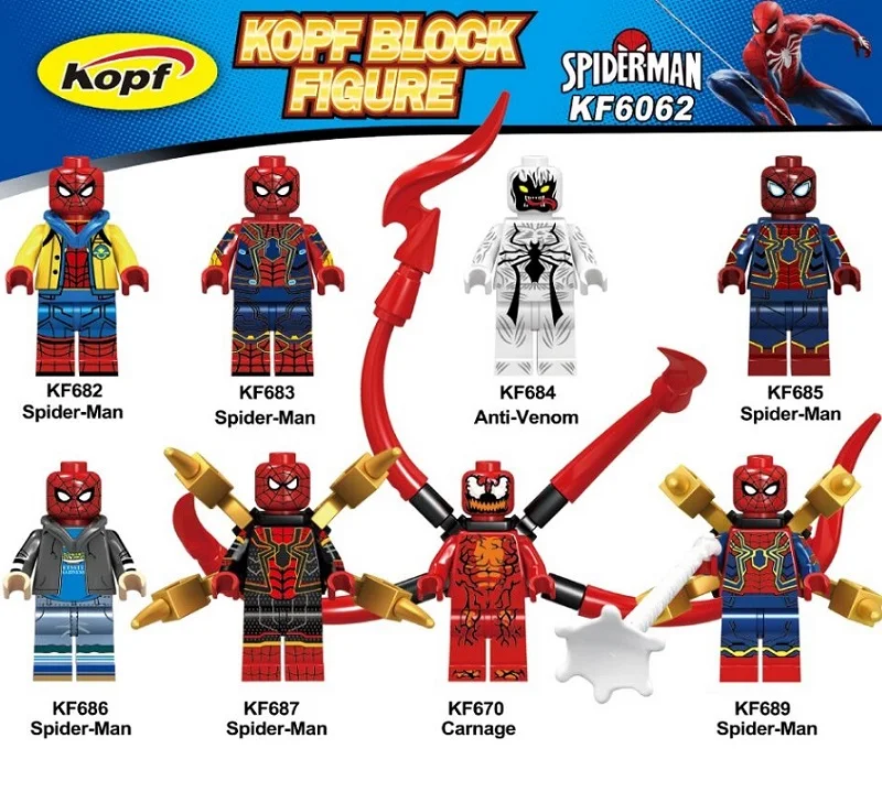 

20Pcs Building Blocks Single Sale Model Spider Man Anti Venom Spider-man Spiderman Plastic Collection Toys For Children KF6062