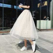 Модная сетка; с высокой талией женские юбки элегантные Украшенные плиссированные Saias темперамент Feminina миди юбка Пастельная офисная работа Jupe