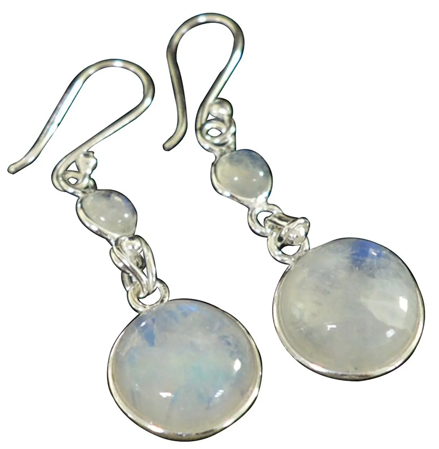 

Lovegem Genuine Rainbow Moonstone EARRINGS 925 Sterling Silver, 44 mm, AE2033