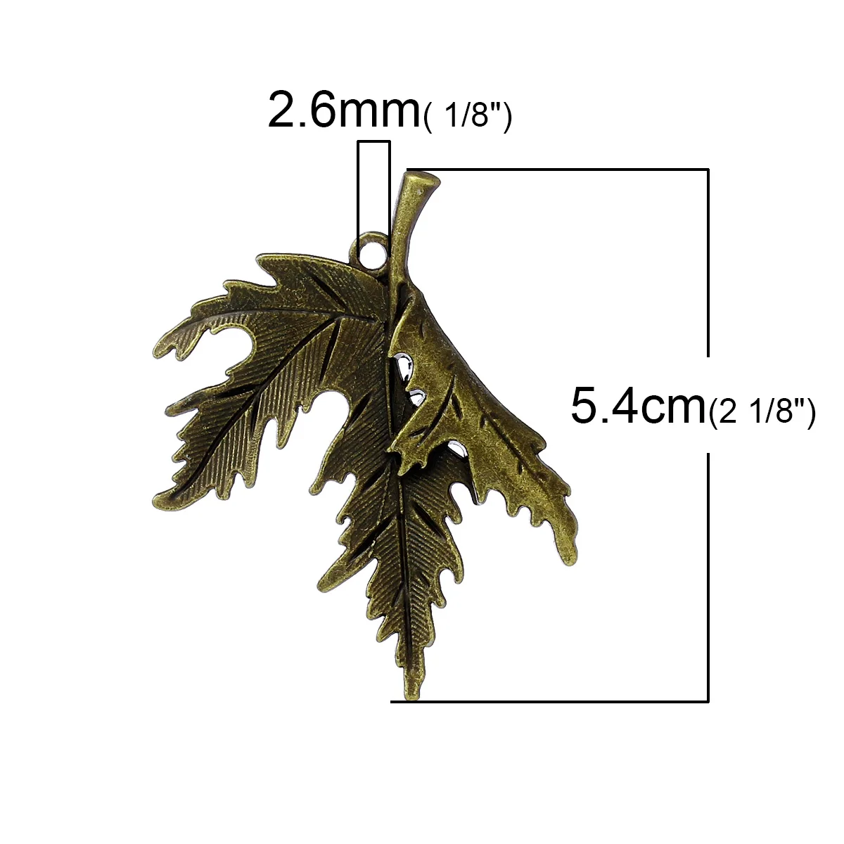 Цинковый металлический сплав очарование подвески лист Античная бронза 54 мм(2 1/") x 44 мм(1 6/8"), 1 шт
