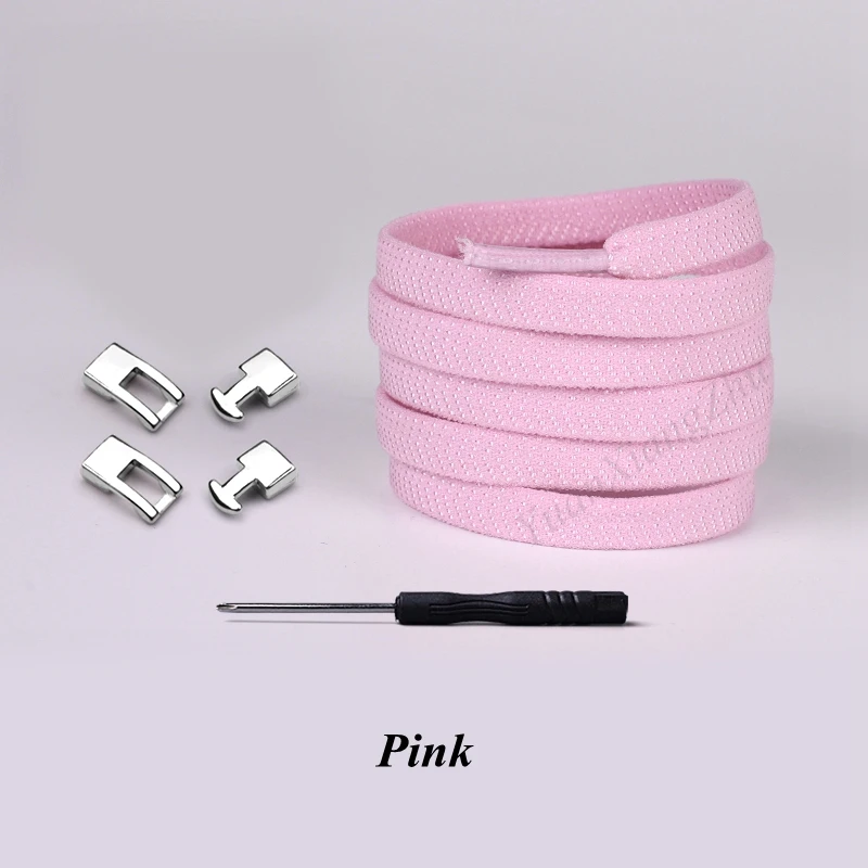Pink 1 пара Новых эластичных шнурков с перекрестной пряжкой 1 секунда быстро не завязываются шнурки для обуви дети взрослые унисекс кроссовки шнурки ленивые шнурки - Цвет: Pink