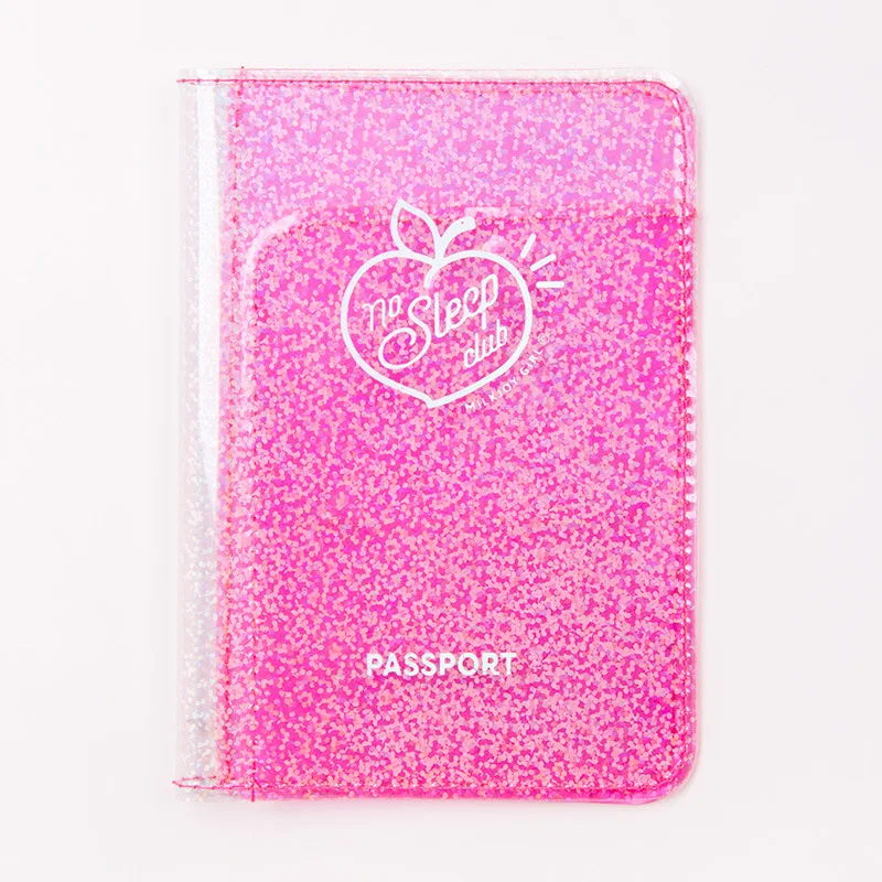 Милый единорог, Прозрачная Обложка для паспорта, Прозрачная ПВХ, для девочек, сердце, проездная карта, защита, сертификат для путешествий, ID карта, проездной держатель - Цвет: pink clear