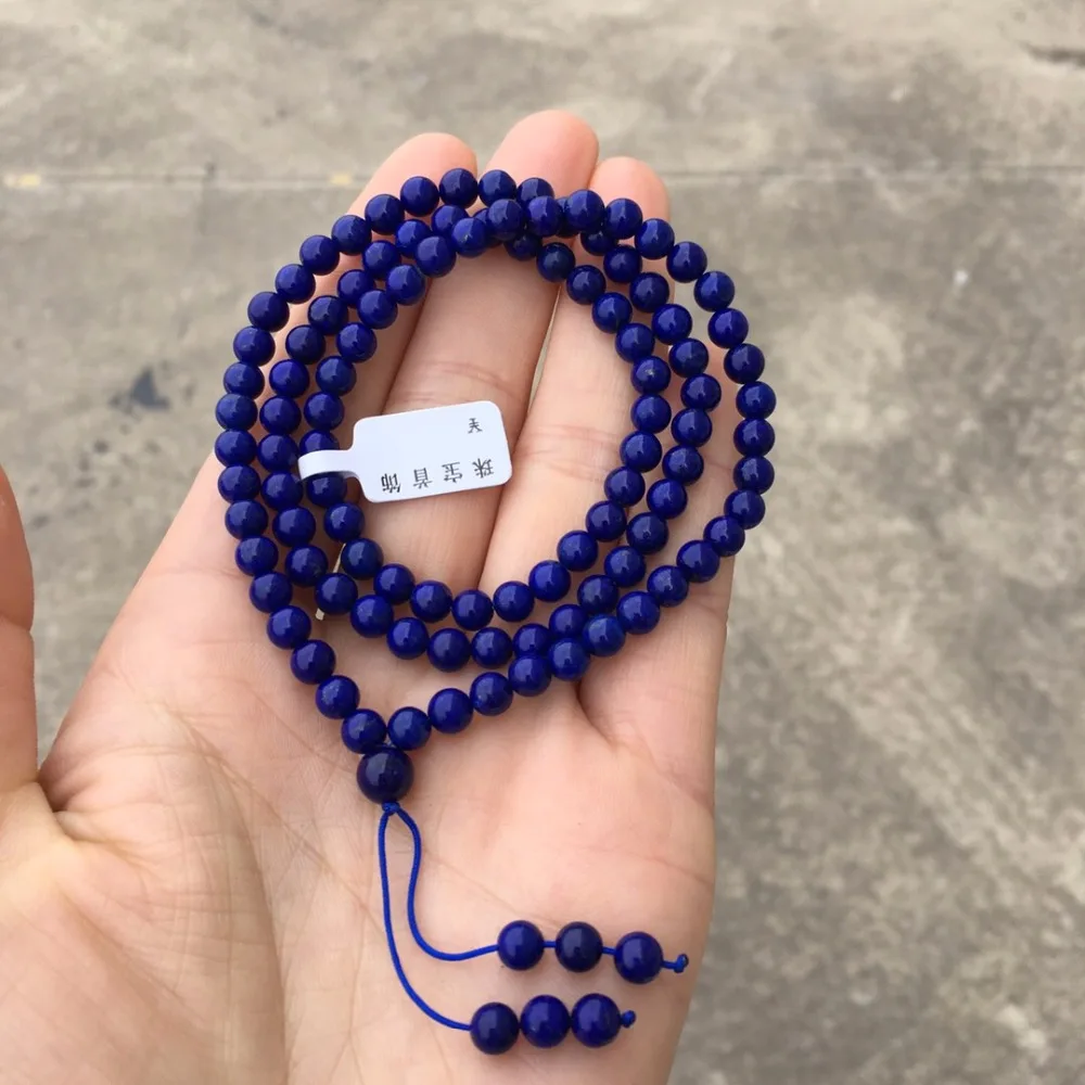 

Fine Jewelry Natural Blue Lapis Gemstone Bracelets for women 5.3mm 29.2grams Fine Female Hologram Bracelet