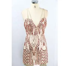 sexy abstract geometric patterns sequins sling bag hip dress nightclub bandage dress