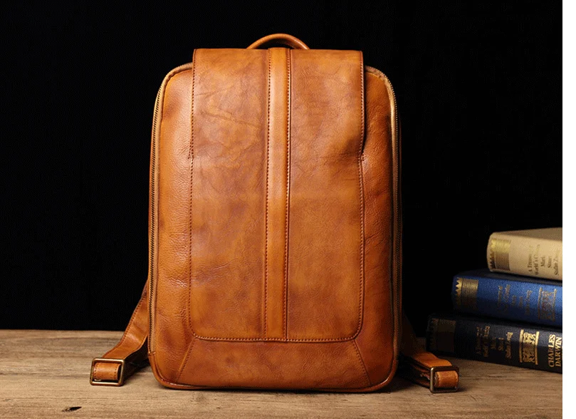 Винтажные мужские рюкзаки из натуральной кожи, простые мужские рюкзаки в консервативном стиле, высокое качество, повседневные дорожные сумки для ноутбука, Молодежные школьные сумки D630
