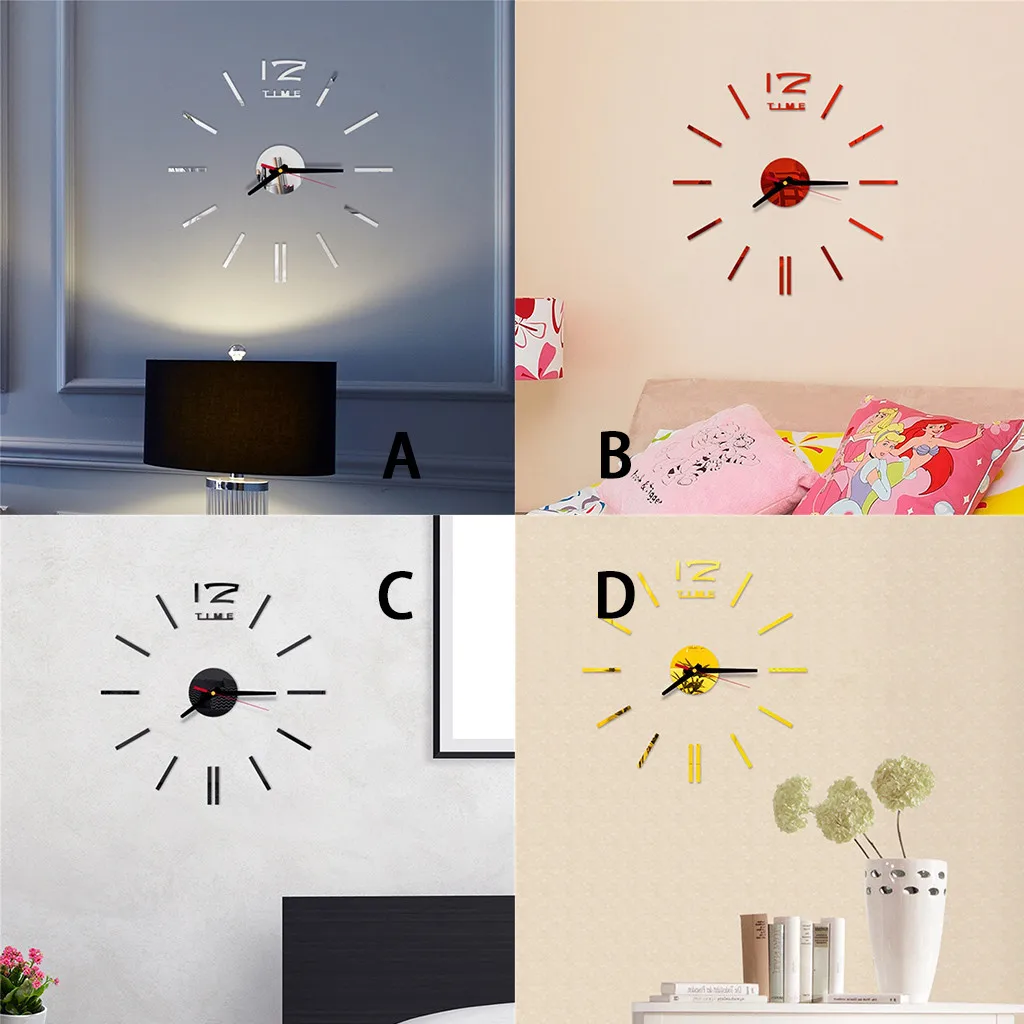 

2019 3D DIY Roman Numbers Acrylic Mirror Wall Sticker Clock Home Decor Mural Decals Wall Clock Modern Design Reloj Pared