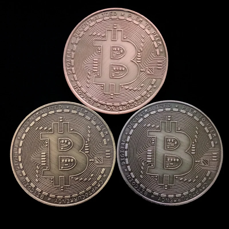 3Pcs/Set Bitcoin BTC Medal Antique Gold/ Sliver/ Copper Plated Steel Core Copy Coin Souvenir Metal Bit Coin Dia 40mm