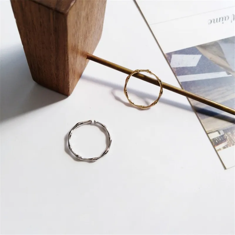 

Personality Fashion Bamboo Metal Open Ring Creative Fun Bring Good Luck Joint Rings Trendy Glamour Jewelry Accessories Gifts