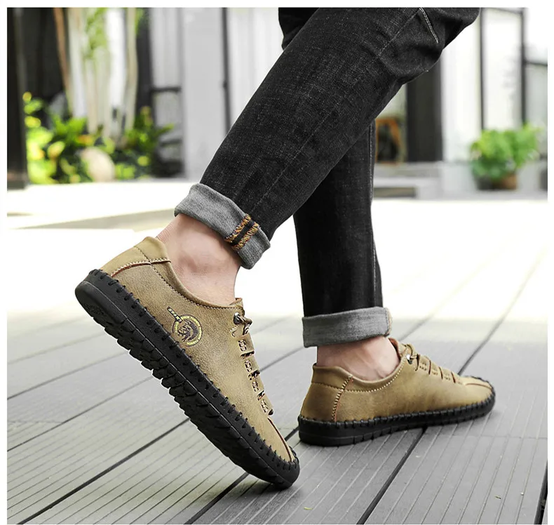 2019 New Fashion Leather Spring Casual Shoes Men's Shoes Handmade Vintage Loafers Men Flats Hot Sale Moccasins Sneakers Big Size HTB1aSFfasfrK1RkSnb4q6xHRFXar - 2019 New Fashion Leather Spring Casual Shoes Men's Shoes Handmade Vintage Loafers Men Flats Hot Sale Moccasins Sneakers Big Size