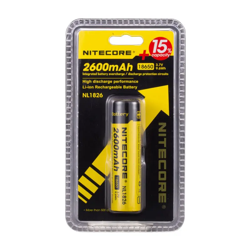 Nitecore NL1826 2600mAh 18650 3,7 V Max 2A 18650 литий-ионный аккумулятор(NL186) для светодиодный фонарик