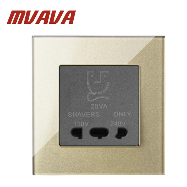 MVAVA 110 & 240v Dual Voltage Wall Shaver Socket Bathroom Shaver Plug