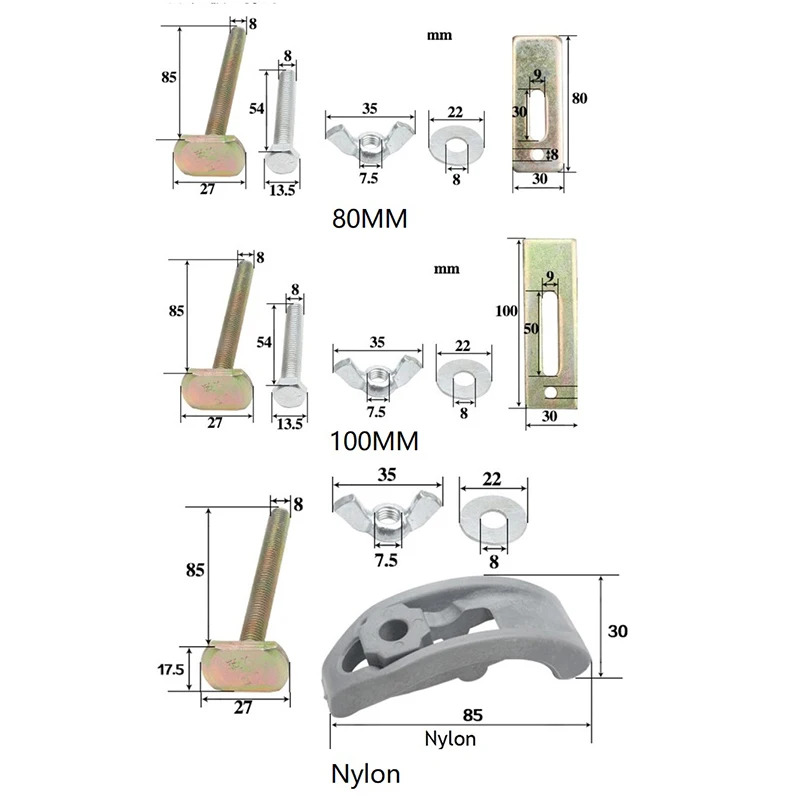 8 комплектов, 80 мм, 100 мм, нейлон, фрезерный станок с ЧПУ, резьба, гравировальный станок, зажим под давлением, крепление, валик, маршрутизатор, Т-образный слот, Рабочий стол