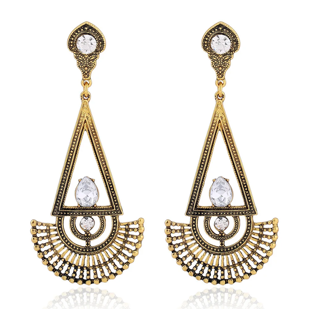 Buy Vintage Triangle Crystal Dangle Earrings for Women