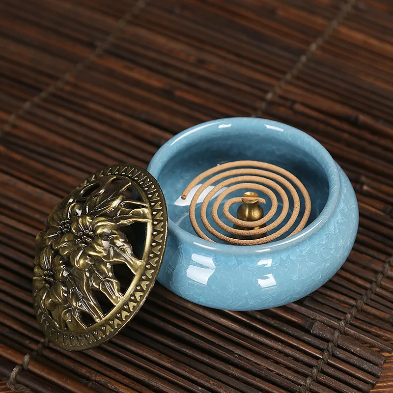 20pcs Gift Incense With Incense burner Cones Ceramic Porcelain Censer Buddhism Incense Holder Tea house Yoga Home Studio