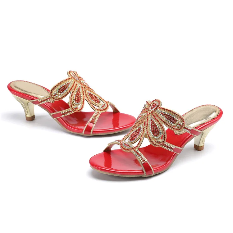 New Luxury Diamond Stiletto High Heels Slippers Online Shopping Peep Toe Womens Shoes Sale High Quality Gold Purple Black Red14