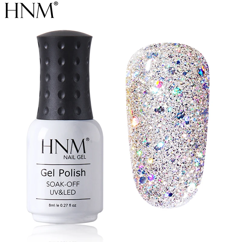 

HNM 8ML Diamond Glitter Bling UV Gel Nail Polish LED Lamp Shimmer Rose Gold For Nails Art Soak Off Vernis Enamel Gellak Lacquer