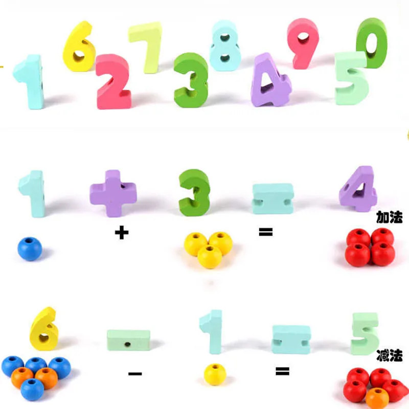 33 шт./лот Детские с разноцветными бусинами игрушки DIY числа Бусы Деревянные раннего обучения Детские развивающие игрушки 3D Puzzle игрушки