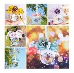 H & D 4 шт. Хрустальная подвеска-шар Suncatcher для фотографии, окна, сад-подвесная люстра кристалл орнамент с цветочной лентой