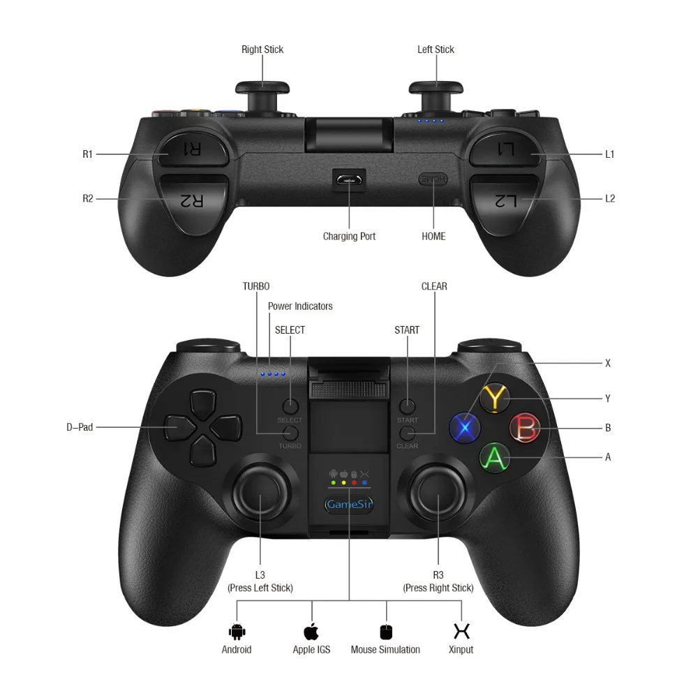 GameSir T1 غمبد ، بلوتوث الروبوت تحكم/USB السلكية المقود ل الهاتف PS3 PC كمبيوتر محمول (لا 2.4G USB استقبال)