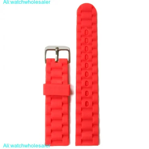20mm Natural Red Nice Silicone Jelly Rubber Ladies Watch Band Straps WB1060F20JB