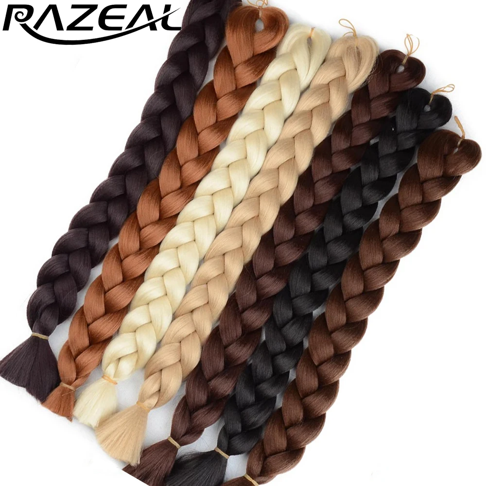 

Razeal 2 pcs Xpression Crochet Braids Synthetic Hair Braids Afro Braiding Hair 36 Inch Long Straight Kanekalon Hair Extensions