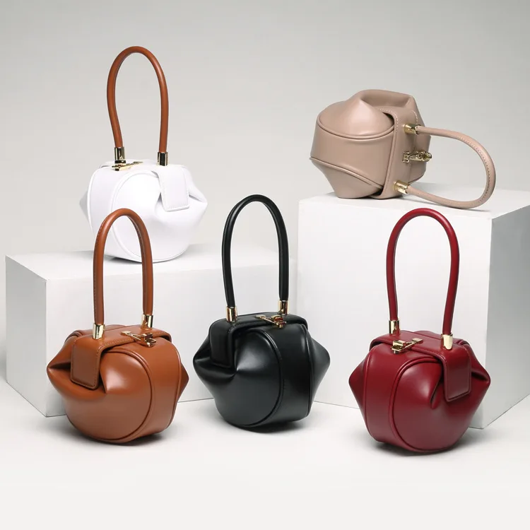 

2019 Summer New Luxury Designer Genuine Leather Handbags Women Bags Ladies Tote Solid Dumpling Hand Bag For Lady Female Purse