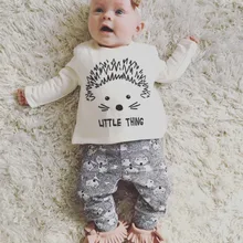 ins одежда для малышей Одежда для мальчиков и девочек комплект с длинным рукавом, с героями мультфильмов футболка+ Штаны 2 шт. Infant Bebe комплекты одежды для девочки малыш ткань