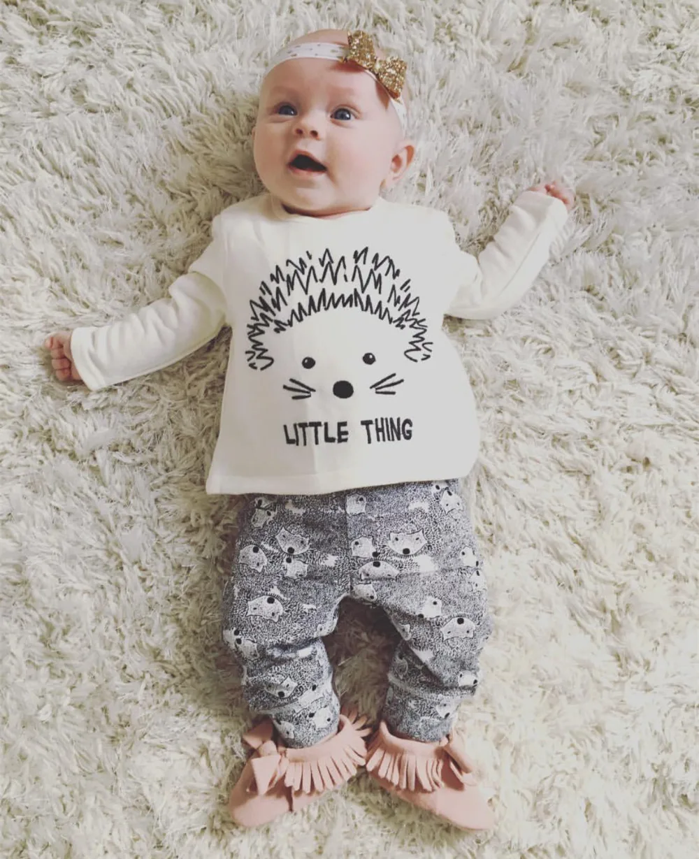 

2016 ins baby clothes girl boy clothing set cartoon long sleeve T-shirt+ pants 2pcs Infant bebe girl clothes set toddler cloth