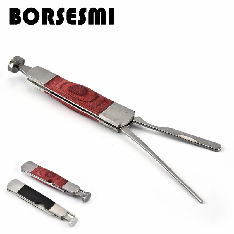 

High quality 3 in 1 stainless steel Tobacco Pipe Cleaning Tool Tamper Pick Spoon Reamer wooden Tamper knife smoking tools