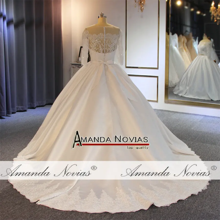 Vestido de noiva высокое качество с хорошая цена настоящая работа атласное свадебное платье