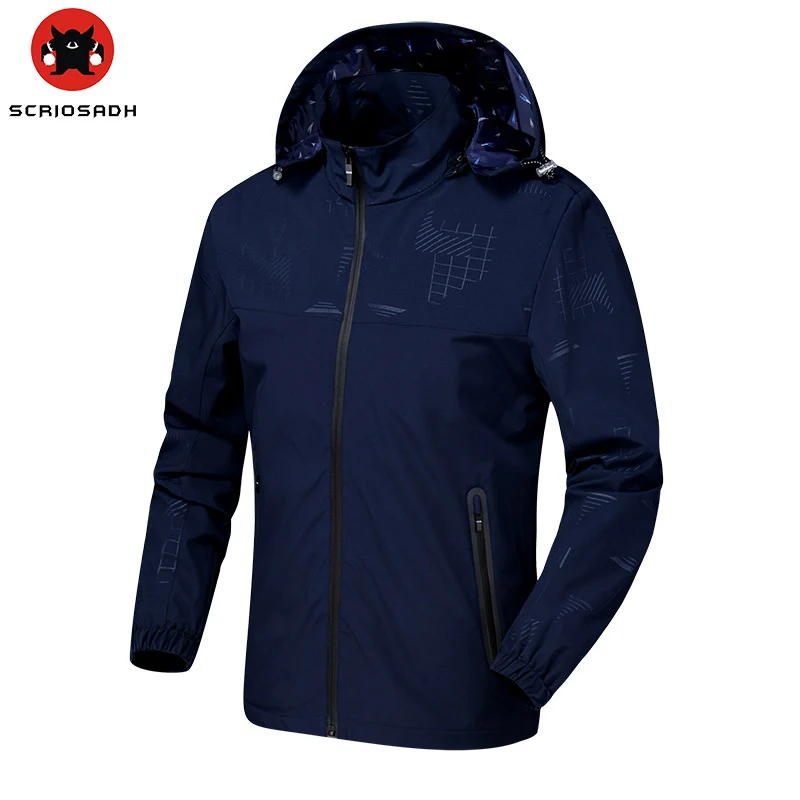 

2019 Spring Autumn Hooded Waterproof Windproof Jacket Men Outdoor Soft shell Breathable Elastic Coats Camping & Hiking Jacket