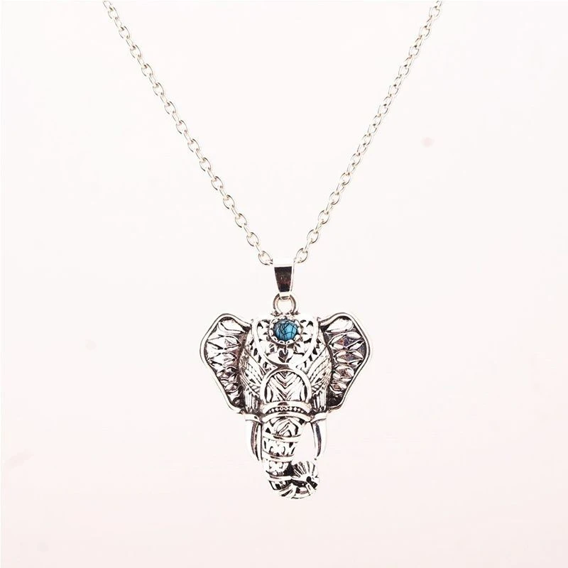 Fashion 1pc Retro Ethnic Bohemian Silver Elephant Pendant Charming Necklace Boho Style Gift