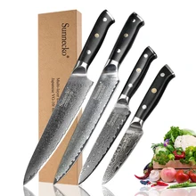 SUNNECKO 4 Uds Juego de cuchillos de cocina Chef de corte de cuchillo de cocina Damascus de acero japonés VG10 hoja G10 manejar herramientas de la cocina
