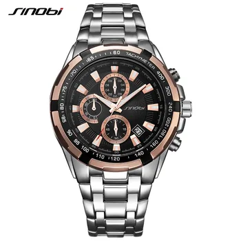 

SINOBI Chronograph Mens Watches Top Brand Luxury Quartz Wrist Watch Clock Man Sport Waterproof Wristwatch Relogio Masculino 2017