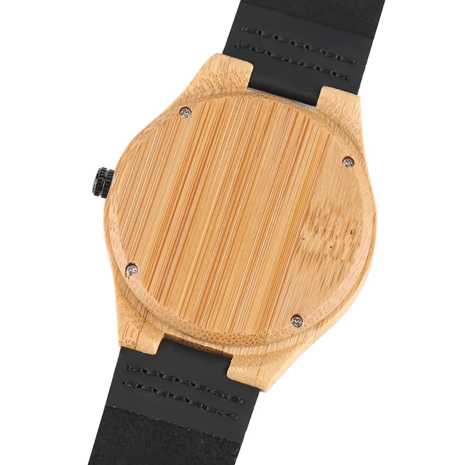Top Gifts Super Pure Light Bamboo Case Watches Black Dial Analog Wood Watch Mens 100% Natural Casual Leather Quartz Wristwatches 2017 (5)