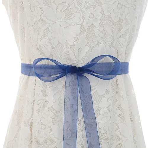 Серебряные стразы пояс невесты хрустальный свадебный пояс красочная Лента Свадебная лента для свадьбы платья S166S - Цвет: organza blue