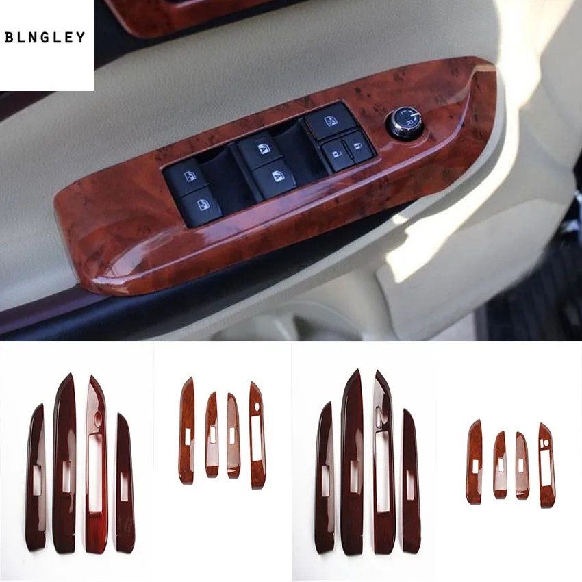 

Free shipping 4pcs/lot ABS wooden grain car window lift panel decoration cover for 2015-2017 Toyota Highlander car accessories