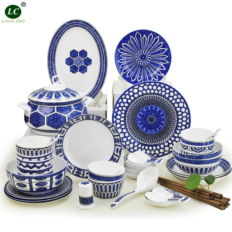 Dinnerware Set Ceramic 46pcs Flat Plates Bowls Soup Spoons Luxury Design Porcelain Tableware Combination Dinnerware Sets Aliexpress