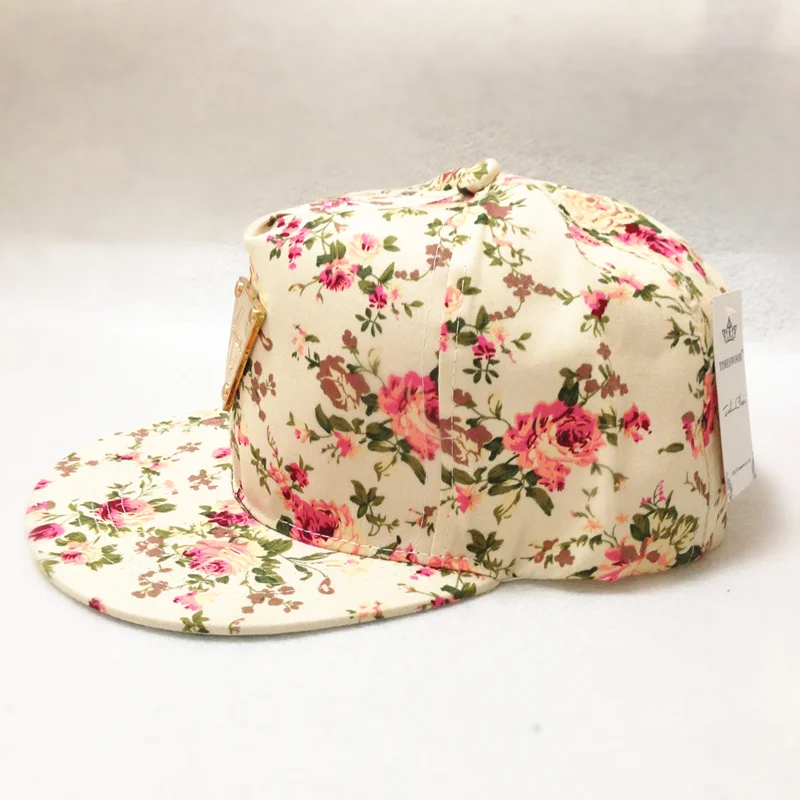 Брендовая бейсбольная кепка с цветочным принтом, Кепка в стиле хип-хоп с плоской подошвой, кепка s Snapback,, модная женская кепка для отдыха с металлическими плоскими полями