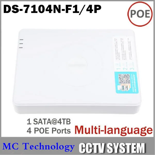 Многоязычная видеонаблюдения 4CH PoE NVR DS-7104N-F1/4 P заменить на DS-7104N-SN/p ip-камера с 4