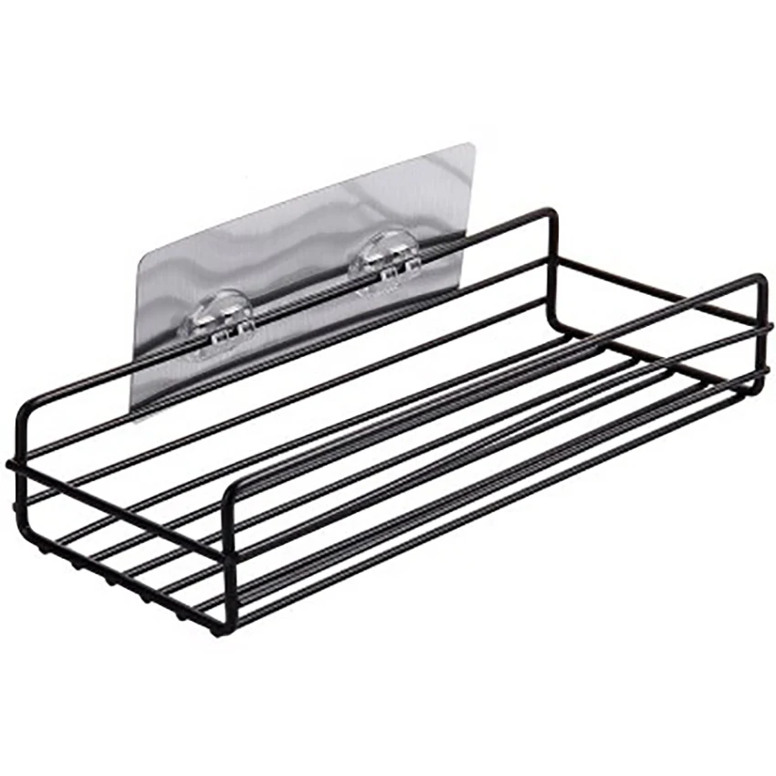 

Bathroom Iron Storage Rack Shampoo Shower Gel Holder Kitchen Sundries Organizer Multi-functional Drain Shelf Punch-free NEW