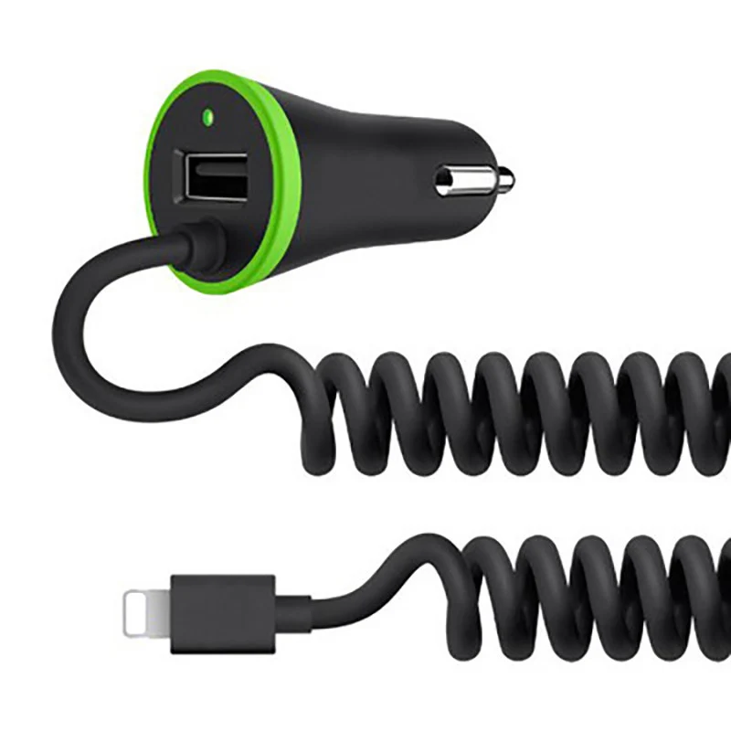 مصغرة usb سيارة شاحن 3.4a usb كابل الربيع الشكل السلامة شحن لفون se 6 ثانية 7x8 زائد سامسونج s8 s9 حافة Note8 redmi 4x 5