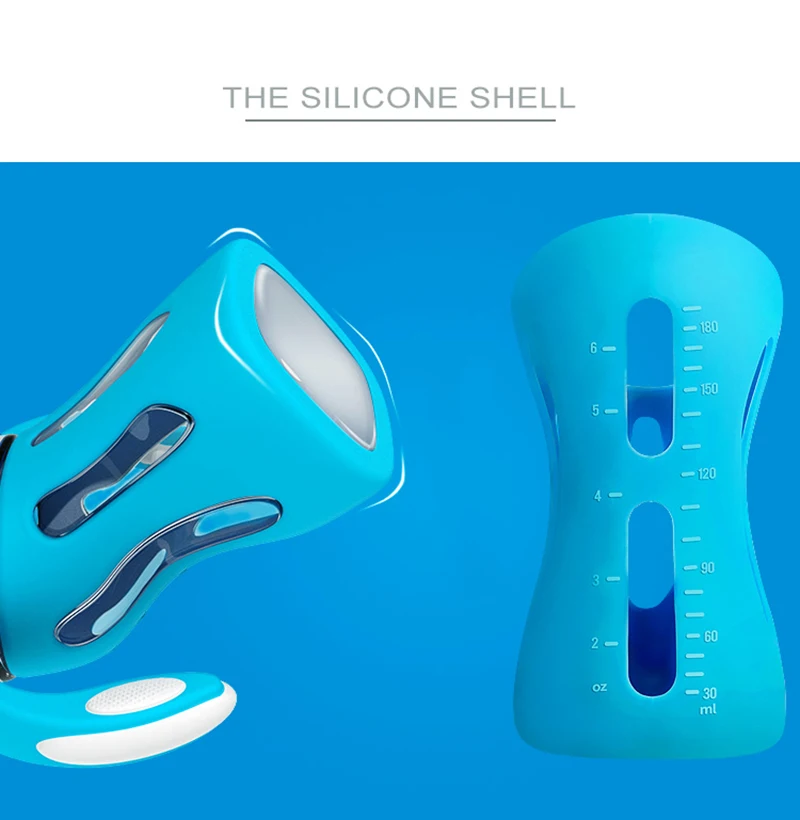 Детская стеклянная бутылочка с защитой от падения, силиконовая бутылочка для новорожденных с широким диаметром изоляции, интеллектуальная бутылка с контролем температуры